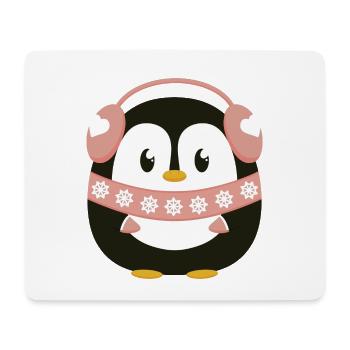 Süßer Pinguin mit Schal und Ohrwärmern in Hellrosa - Mousepad (Querformat) - Weiß - Vorne