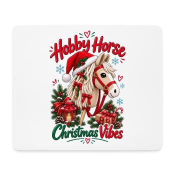 Niedliches Hobbypferd-Weihnachtsdesign - Mousepad (Querformat) - Weiß - Vorne