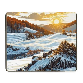 Wintersonnenaufgang in den Bergen - Mousepad (Querformat) - Weiß - Vorne