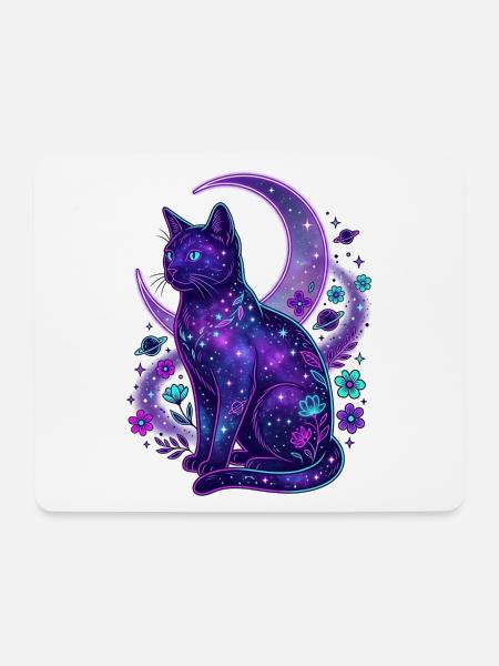 Galaktische Mondkatze - Mousepad (Querformat) - Weiß