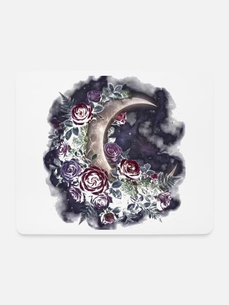 Mondrose im Sternenhimmel - Mousepad (Querformat) - Weiß