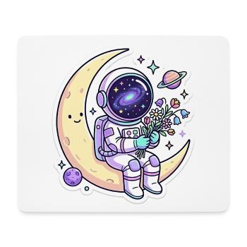 Mondfreund Astronaut mit Blumen - Mousepad (Querformat) - Weiß - Vorne