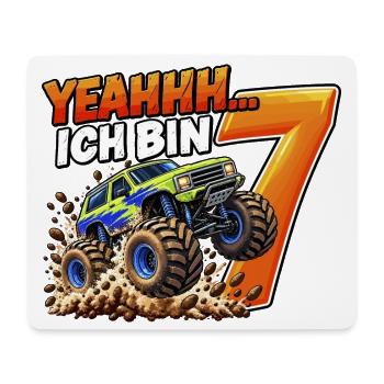 Monstertruck zum 7. Geburtstag – Yeahhh ich bin 7 - Mousepad (Querformat) - Weiß - Vorne