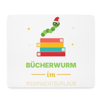 Bücherwurm im Weihnachtsurlaub – Leseratte - Mousepad (Querformat) - Weiß - Vorne