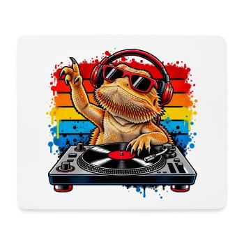 Bearded Dragon DJ Rainbow Vibes - Mousepad (Querformat) - Weiß - Vorne