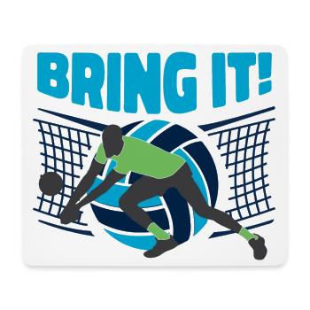 Bring It! Volleyball Annahme am Netz Blau - Mousepad (Querformat) - Weiß - Vorne