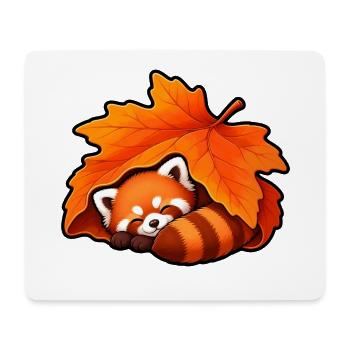 Roter Panda Ahornblatt Herbst Niedlich T-Shirt - Mousepad (Querformat) - Weiß - Vorne