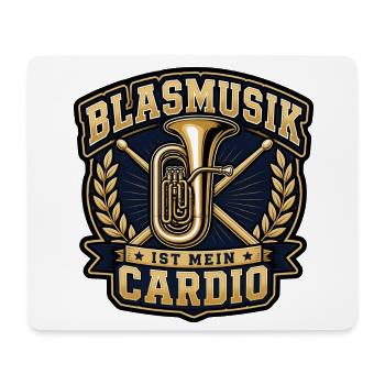 Blasmusik Ist Mein Cardio Tuba Schlagzeug Shirt - Mousepad (Querformat) - Weiß - Vorne