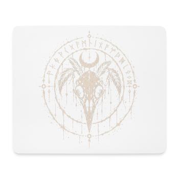 Der Rabenschädel im Runenkreis - Mousepad (Querformat) - Weiß - Vorne
