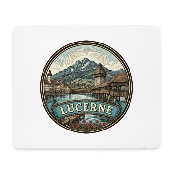 Luzern Schweiz Reiseabzeichen Kapellenbrücke - Mousepad (Querformat) - Weiß - Vorne