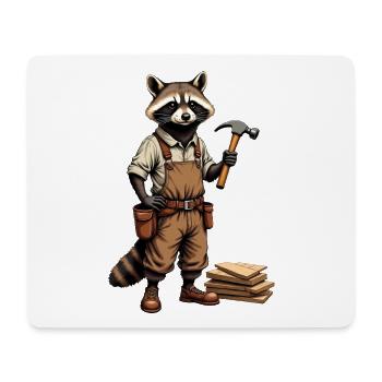 Waschbär-Schreiner an der Hobelbank – ohne Text - Mousepad (Querformat) - Weiß - Vorne