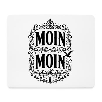 Moin Moin – norddeutscher Gruß mit Möwe - Mousepad (Querformat) - Weiß - Vorne