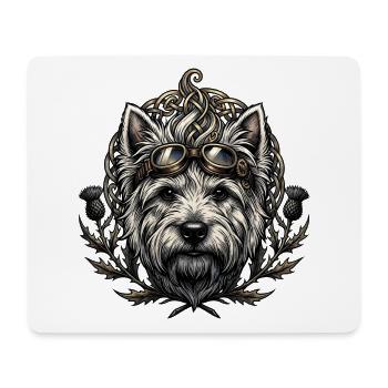 Steampunk-Hund mit Brille und keltischem Knoten - Mousepad (Querformat) - Weiß - Vorne