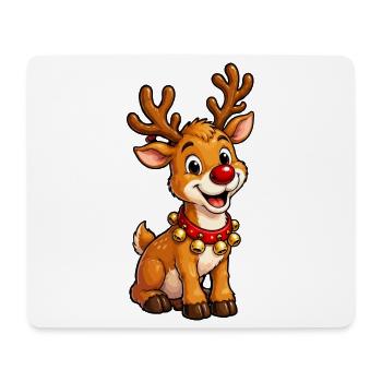 Niedliches Rentier mit Glöckchen - Mousepad (Querformat) - Weiß - Vorne