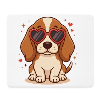 Süßes Beagle-Welpenherz-Sonnenbrillen-Hundeliebhaber-Tee - Mousepad (Querformat) - Weiß - Vorne