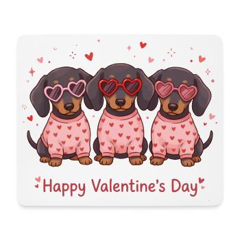 Süße Dackelwelpen – frohes Valentinstags-Tee - Mousepad (Querformat) - Weiß - Vorne