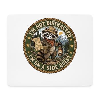 Nicht abgelenkter Waschbär-Quest - Mousepad (Querformat) - Weiß - Vorne