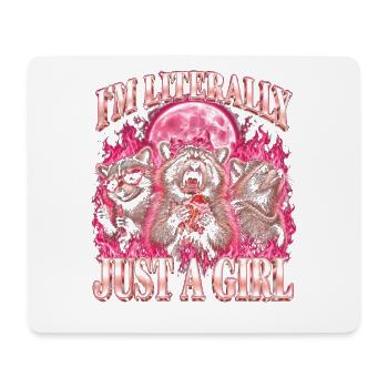 Nur ein Mädchen lustiger Waschbär-Müll - Mousepad (Querformat) - Weiß - Vorne