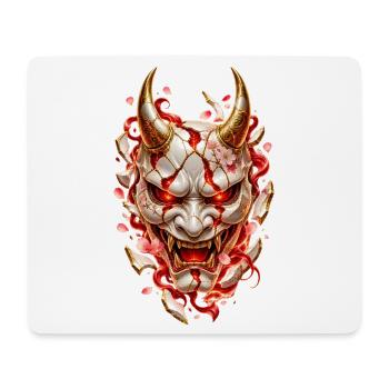 Japanische Oni-Maske – Rissiges Porzellan - Mousepad (Querformat) - Weiß - Vorne