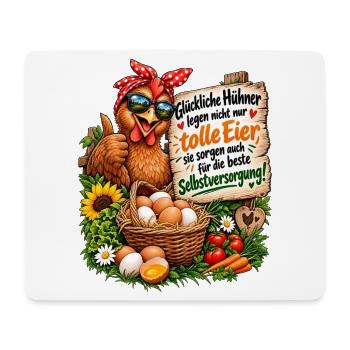 Hühner frische Eier und Selbstversorgung ist Glück - Mousepad (Querformat) - Weiß - Vorne
