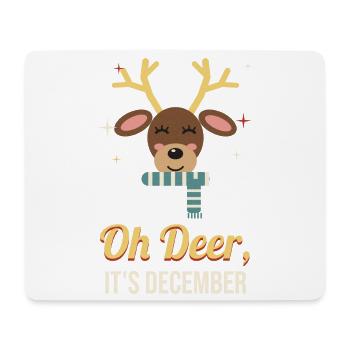 Oh Deer, It's December – Retro-Rentier Weihnachten - Mousepad (Querformat) - Weiß - Vorne