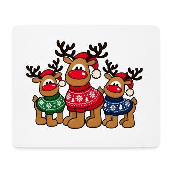 Weihnachts-Elche – Christmas Crew - Mousepad (Querformat) - Weiß - Vorne