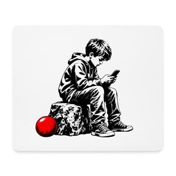 Schwarzweiß Jugend am Handy - Mousepad (Querformat) - Weiß - Vorne