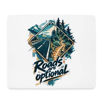 Gravel Bike Schild - Roads Are Optional Design - Mousepad (Querformat) - Weiß - Vorne