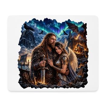 O.Nigg – Nordisches Paar im Nordlicht - Mousepad (Querformat) - Weiß - Vorne