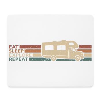 Eat Sleep Explore Repeat Wohnwagen Spruch - Mousepad (Querformat) - Weiß - Vorne