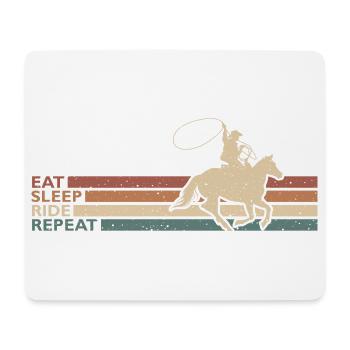 Eat Sleep Ride Repeat Cowboy Rodeo Western Stil - Mousepad (Querformat) - Weiß - Vorne
