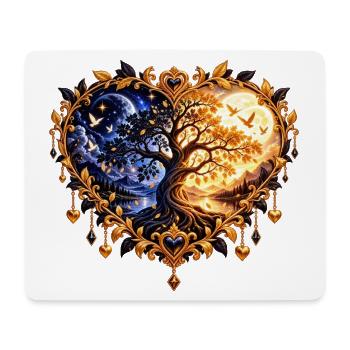 Herzbaum Tag Nacht Harmonie - Mousepad (Querformat) - Weiß - Vorne