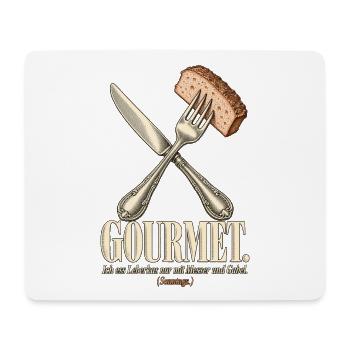 Gourmet Leberkas mit Messer und Gabel - Mousepad (Querformat) - Weiß - Vorne