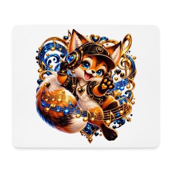 Fuchs DJ Neon Herz Groove - Mousepad (Querformat) - Weiß - Vorne