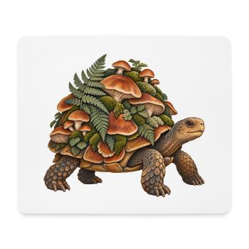Unterwuchsschildkröte mit Pilzen - Mousepad (Querformat) - Weiß - Vorne