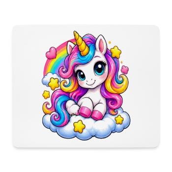 Regenbogen Unicorn auf Wolke - Mousepad (Querformat) - Weiß - Vorne