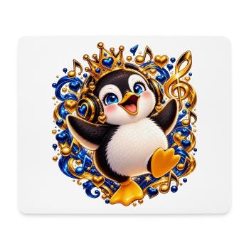 Königlicher Pinguin mit Musikglanz - Mousepad (Querformat) - Weiß - Vorne