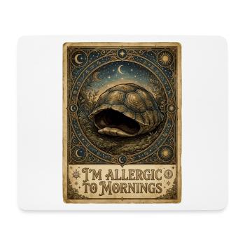 I'm Allergic To Mornings Turtle - Mousepad (Querformat) - Weiß - Vorne