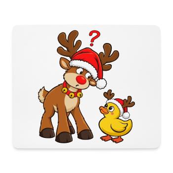 Rentier mit Ente Weihnachtsente Badeente - Mousepad (Querformat) - Weiß - Vorne