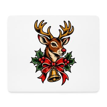 Festliche Rentiere mit Stechpalmenschleife - Mousepad (Querformat) - Weiß - Vorne