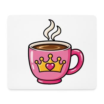 Prinzessinnen Kaffee – Rosa Tasse mit Krone - Mousepad (Querformat) - Weiß - Vorne
