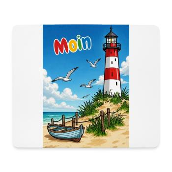EG Moin Leuchtturm Urlaub Boot Meer Sand Maritim - Mousepad (Querformat) - Weiß - Vorne