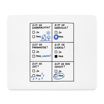 "Hast du die Nase voll? Nein..." – Lustige flämische T-Shirts - Mousepad (Querformat) - Weiß - Vorne