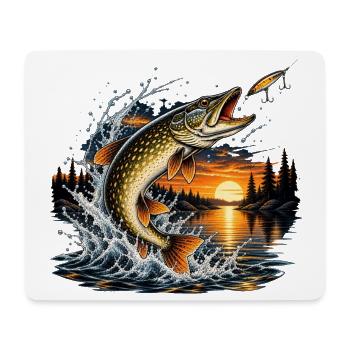 Angeln und Sonnenuntergang - Mousepad (Querformat) - Weiß - Vorne
