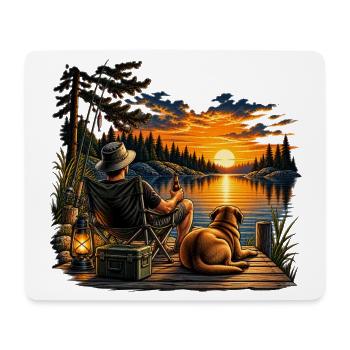 Fisherman's Sunset – Mensch und Hund - Mousepad (Querformat) - Weiß - Vorne