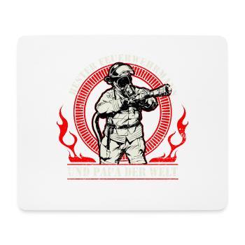 Bester Feuerwehrmann und Papa der Welt Feuerwehr - Mousepad (Querformat) - Weiß - Vorne