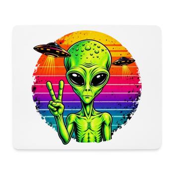 Psychedelisches Alien-Friedenszeichen - Mousepad (Querformat) - Weiß - Vorne