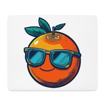 Orange mit blauer Sonnenbrille und Lächeln - Mousepad (Querformat) - Weiß - Vorne