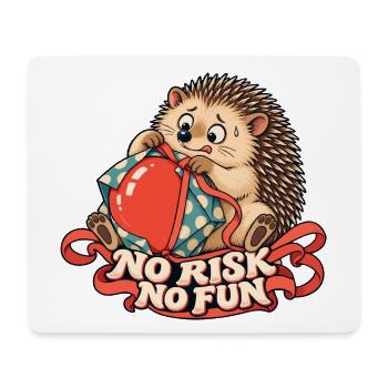 Igel mit Geschenk – No Risk No Fun - Mousepad (Querformat) - Weiß - Vorne