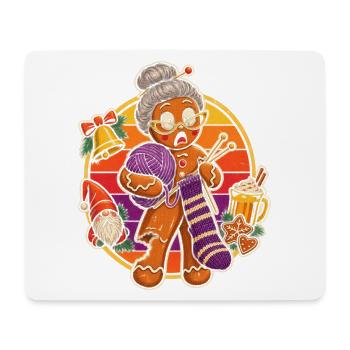 Christmas Lebkuchen-Oma beim Stricken - Mousepad (Querformat) - Weiß - Vorne